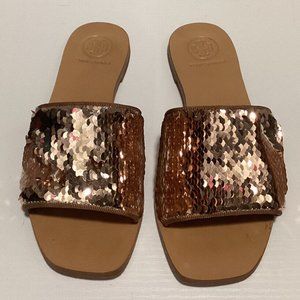 Tory Burch CARTER Rose Gold Sequin Slides 5